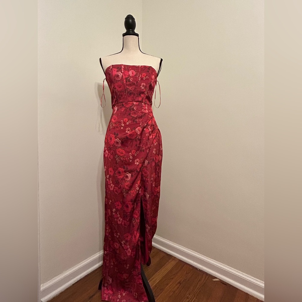 Altar'd State Strapless Red Floral Dress - Picture 7 of 12
